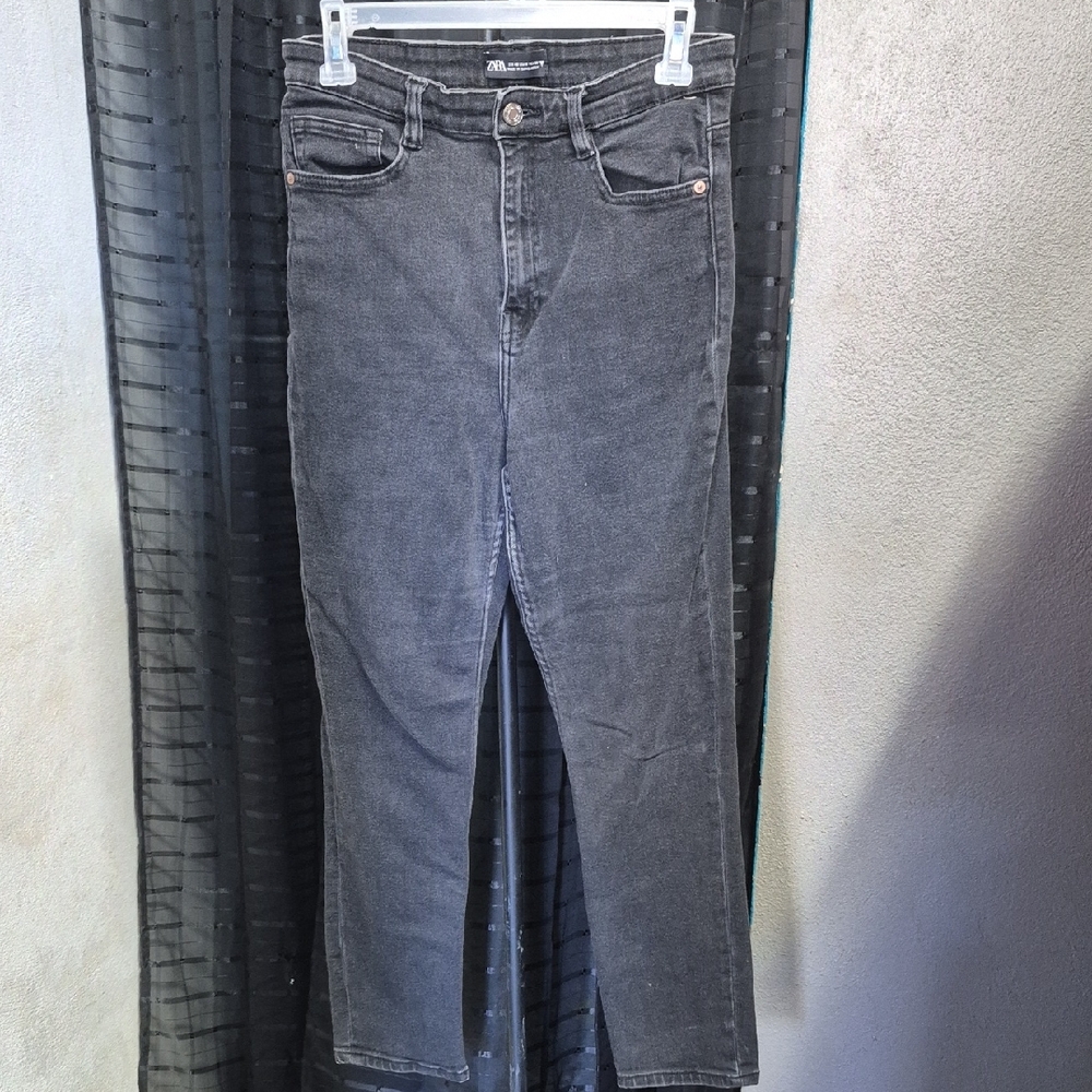 Zara High Rise Gray Jeans